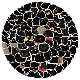 100PCS Small Size Cute Black Cat Stickers, Kawaii Cat Animal Stickers Packs for Boys Girls Teens Adults, Vinyl Waterproof Kitten Decals for Skateboards Phones Mugs Guitars