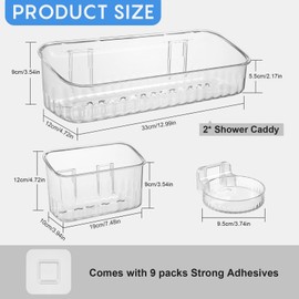4 Pack Acrylic Wall Mounted Shower Caddy Clear Acrylic Wall Mount Organizer Adhesive Shower Organizer No Drilling Hang Walls Self Adhesive Shelves Shower Shelves for Bathroom Kitchen Storage Decor