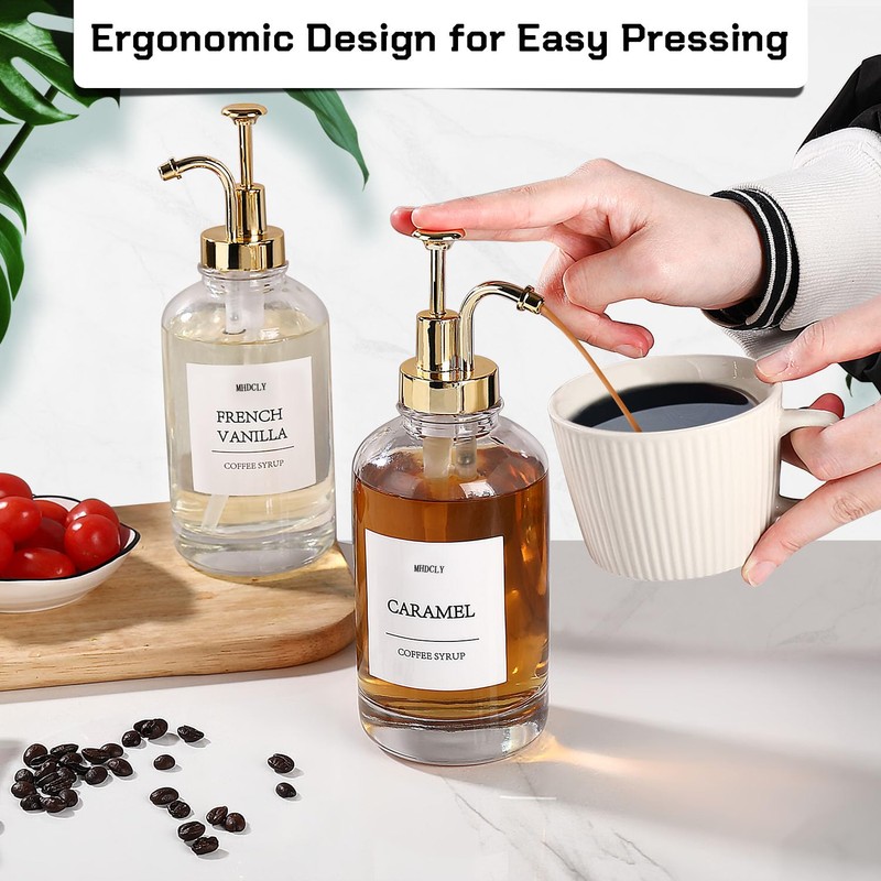MHDCLY Coffee Bar Accessories, Coffee Syrup Dispenser - 4pack,16.9oz Syrup