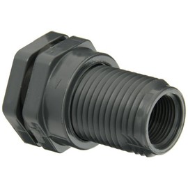 Hayward BFA1010TES Series BFA Standard Flange Bulkhead Fitting, Threaded x Threaded End, PVC with EPDM Seals, 1" Size
