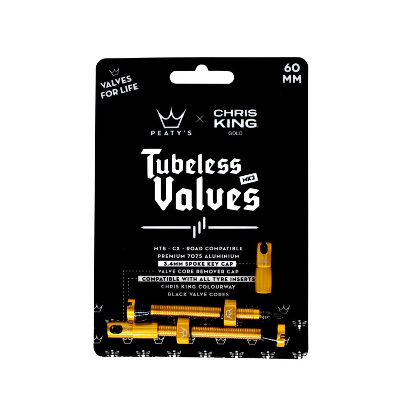 Peaty's x Chris King (MK2) Tubeless Valves, 60mm, Gold
