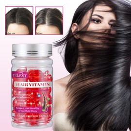 Bali Hair Vitamin Oil Capsules, 2 PCS Hair Treatment Oil Serum for Women & Men, 80 Capsules of Keratin and Argan Oil, Argan Oil-Leave-in Anti Frizz Hair Oil No Rinse for All Hair Types