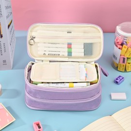 JAKAGO Foldable & Expandable Pencil Case, Super Large Pencil Case, Pencil Case for Teenagers/Boys/Girls, purple, pencil case