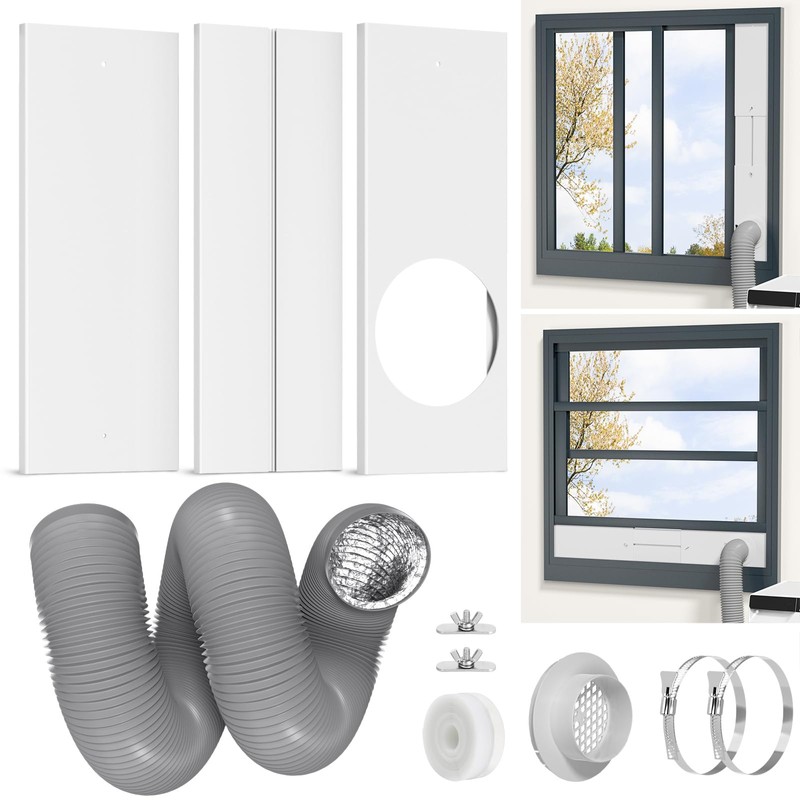 Dryer Vent Window Kit with Hose, Adjustable Window Duct Kit