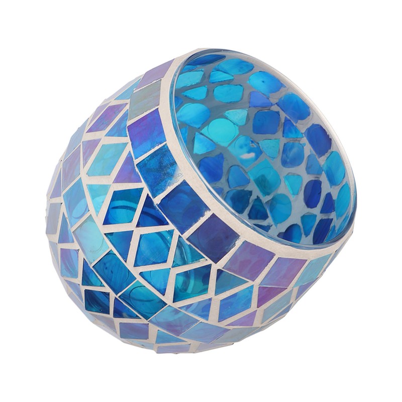 Purple Blue Mosaic Glass Candle Holder Romantic DIY Scented Candle