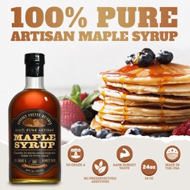 Lincoln County Reserve Pure Maple Syrup- Grade A Dark, Robust (Grade B) Made in USA - Bold Flavor, Artisan Maple Syrup Gift in Sustainable and Elegant 24oz Glass Bottle- Natural Maple Syrup for Pancakes and Waffles