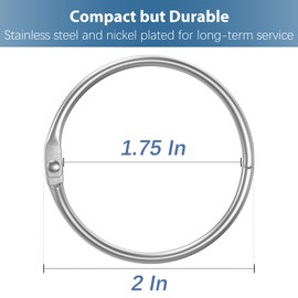 Pawfly 2 Inch Loose Leaf Binder Rings Large Book Rings, 12 Pieces