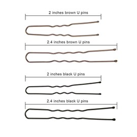 200 Pieces 2 Sizes U Shaped Hair Pins Women Hair Bobby Pins with Clear Storage Box, Black and Brown