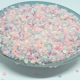 MajorCrafts® 2000pcs 4mm Pastel Mixed Colours Flat Back Half Round Resin Pearls