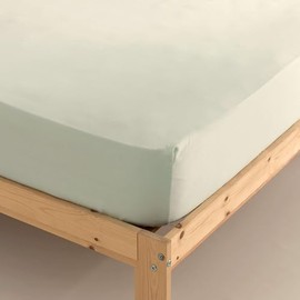Belum Satin Fitted Sheet, 100% Cotton, 300 Thread Count, 90 x 200 cm + 35 cm Bellow, Mint, Satin Fitted Sheet, Extra Soft and Comfortable