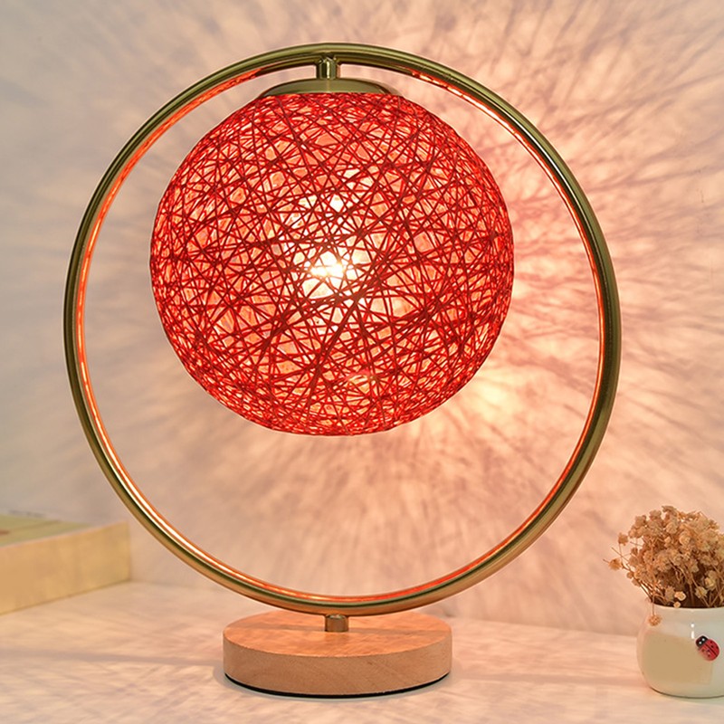 Round Vine Ball Table Lamp Romantic Decorative Night Light for