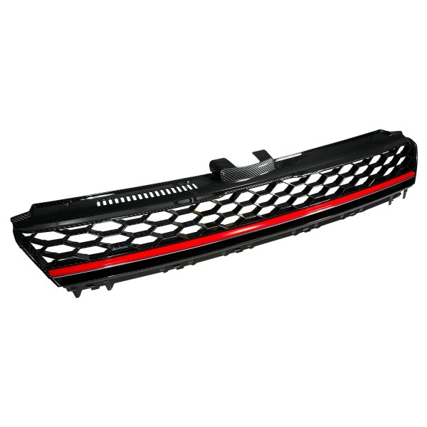 TMS-MOTORS Carbon Fiber Print Honeycomb Grille w/ RED TRIM For
