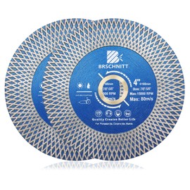 Diamond Porcelain Tile Saw Blade - BRSCHNITT 2pcs 4" Super Thin Diamond Cutting Grinding Disc with X Teeth Arbor 7/8“-5/8“ for Ceramic Tiles,Granite,Marble Angle Grinder Circle Saw Blade