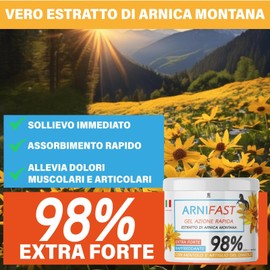 Arnifast Arnika für Pferde, 98% extra stark, echtes Arnika-Extrakt, schnelle Wirkung, kühlendes Gel, 500 ml, hergestellt in Italien, ideal für Zerrungen, Muskel- und Gelenkmassagen