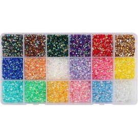 18000 Pieces Rhinestones for Nails 18 Colours 2 mm Rhinestones Set Hotfix Rhinestones Flat Back Resin Crystal AB Jelly Rhinestones Colourful Glitter Stones Nails for DIY Nails Crafts