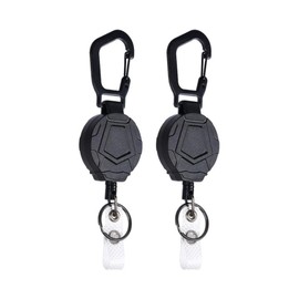 2Pack Heavy Duty Retractable Keychains with Carabiner Clip, Badge HolderReel With 27.5 Inches Telescopic Wire Ropeand Key Ring.