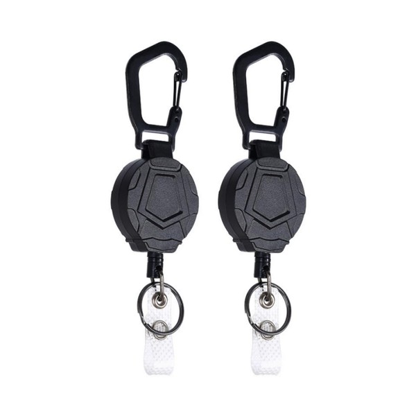 2Pack Heavy Duty Retractable Keychains with Carabiner Clip, Badge HolderReel