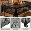 1Pack Halloween Table Cloth, Black Lace Design with Pumpkin Bat