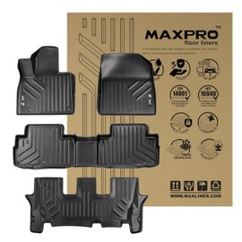 MAXPRO Floor Liner Compatible with Kia Telluride (2020-2025) Custom Fit. Heavy Duty All Weather Mats Waterproof for Tough Conditions. Complete Set Custom Floor Mats