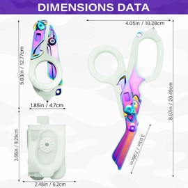 LEEPENK 6 in 1 Multi-function Trauma Shears with Strap Cutter and Glass Breaker, with Luminous Holster For Outdoor Camping Emergency Tool(Luminous colorful)