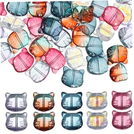 ULDIGI 50pcs Cat Head Beads Bracelet Animal Bracelet Beads Cute Beads Cat Beads Cat Head Charms Cat Beads with Hole Cat Face Beads Necklace Craft Beads