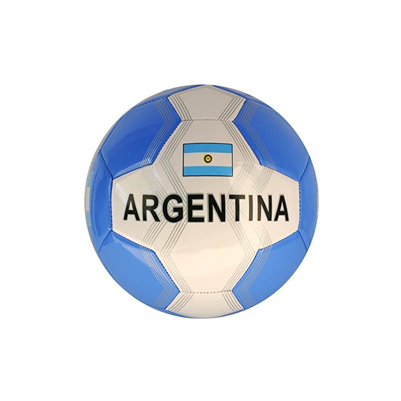 Football Argentina with Silver Flag Size 5 Colour White/Light Blue