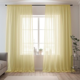 NAKIHOUSE Voile Curtain, 63 Drop Net Curtains Light Filtering Window Treatment Sheer & Drapes Slot Top Apricot Sheer Curtains for Bedroom/Nursery Room 52" x 63", 2 Panels