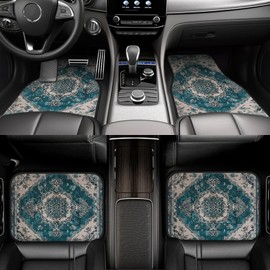 MAGIFUN Aztec 4 PCS Car Mats Turquoise Southwest Navajo Car Carpets Tribal Native American Car Accessories Non-Slip Ethnic Auto Mats, Boho Geometry