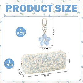 1 x Flower Pencil Case and 1 x Flower Keyring, Cute Pencil Case, Girls Pencil Case, Portable Pencil Case, Student Stationery