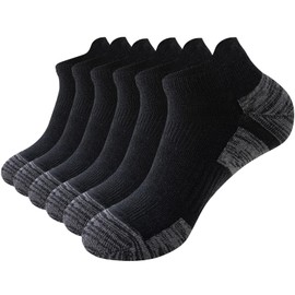 SukModen Ankle Socks Men Women, Cushioned Running Socks Sockc Anti-Blister, Breathable Sports Low Cut Sock for Athletic, Wrokout, Causal, Black, 6 Pairs