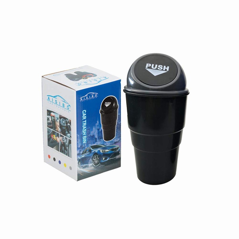 AISIBO Car Trash Can with Lid, Automotive Cup Holder Mini