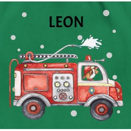 Geschenk mit Namen personalisiert by Shirtracer - Gym Bag Backpack - Fire Brigade Car I Fire Engine I 112 I Fire Truck I Fire Vehicle, 05 Green, Unit size