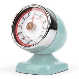 Kikkerland Vintage Streamline Timer – Retro Decor for Home & Kitchen – Windup Timekeeper in Blue