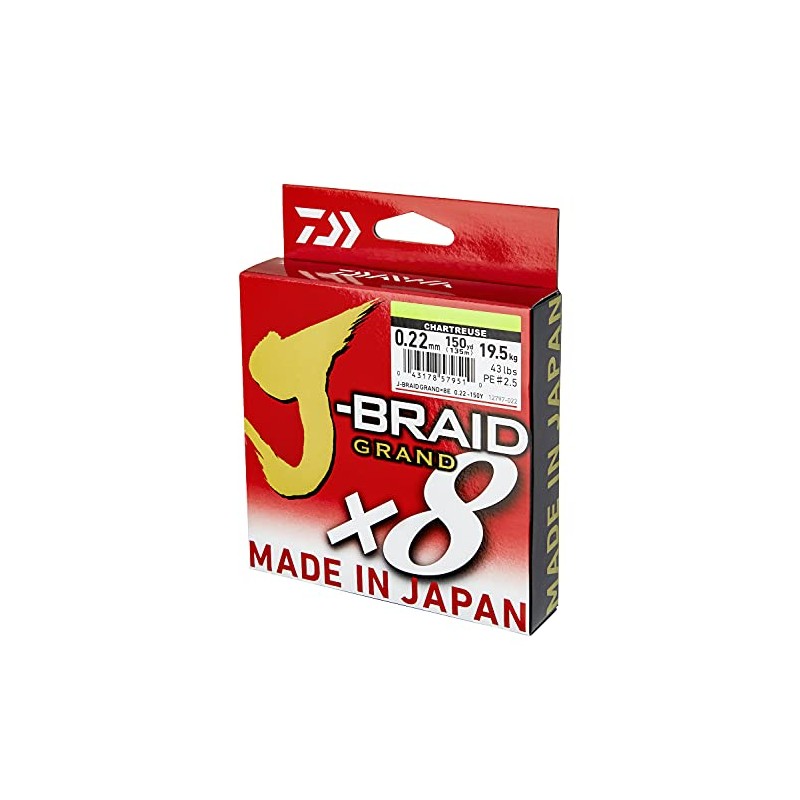 Daiwa J-Braid Grand x8E 0.16 mm, 10.0 kg/22.0 lbs, 135