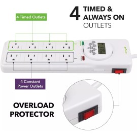 BN-LINK 8 Outlet Surge Protector with 7-Day Digital Timer