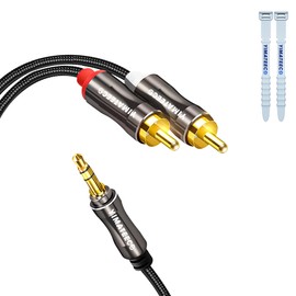 YIMATEECO 3.5mm to RCA Cable, RCA to 3.5mm Audio Cable Phono to Headphone Jack Stereo Aux Cord Y Splitter Gold Plated Connector for MP3, Phone, Speaker, Car Stereo, Amplifier (3.3FT, Aux Cables)