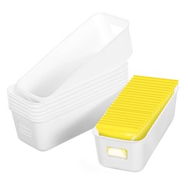 Ciieeo 8Pcs Versatile Long Narrow Storage Bins Plastic Kitchen Organizer Baskets for Bathroom Pantry and Under Sink Storage Modern Design for Home Office Use