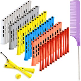 Perm Rods for Short Hair Small Hair Rollers with Steel Pintail and Rat Tail Combs for Cold Wave Perming and Hairdressing Styling Essential Tools for Salon Quality Results (Six colors, 72)
