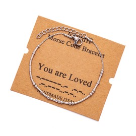 JoycuFF You are Loved Morse Code Bracelets for Wife Sister Mom Daughter Funny Silk Wrap Bracelet Inspirational Encouragement Motivational Secret Message Jewelry