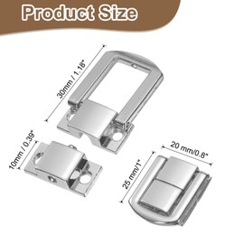 sourcing map 6pcs Toggle Catch Lock, 1" x 0.8" Hasp Lock Latch Mini Hasp Clasp with Mounting Screws for Jewelry Box Gift Box Wooden Cabinet, Silver