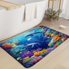 Underwater World Bath Mat Ocean Animal Dolphin Iellyfish Tropical Fish