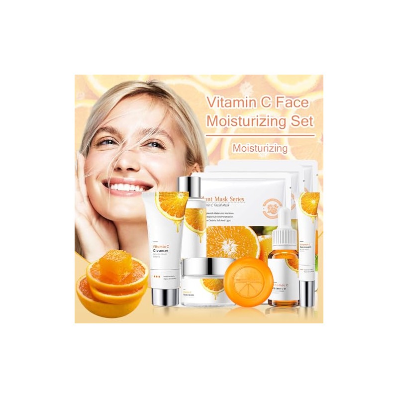 Set Cuidado Facial Vitamina Piezas Mascarillas Miel Jabón Gel Ducha