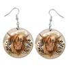 Round Wood Earrings Light Weight Printed Image Dangle Jewelry (Highland