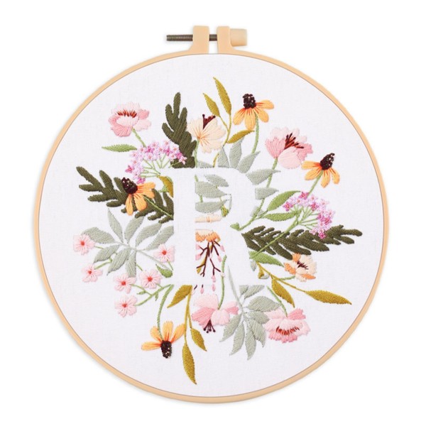 IUHUI Embroidery Kit for Beginners Adults - 26 Floral Letters