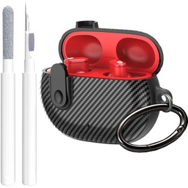 Beats Studio Buds/Studio Buds Plus Case Cover 2021/2023 Men Lock Clip with Clean Kit, GARTOO Protective Case and Cleaning Pen Compatible with Beat Studio Bud Plus for Women Girls Kids Black