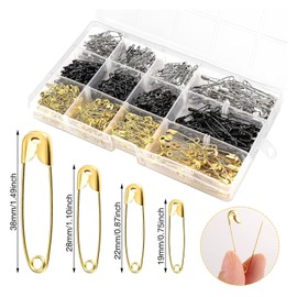 Safety Pens, Pack of 600 Safety Pins in 4 Different Sizes, 3 Colours, Anti-Rust Safety Pens, with Storage Box for DIY Crafts, Making and Clothing