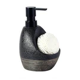 Hosoncovy 450ML Ceramic Liquid Soap Dispenser with Pump ，Pump Bottle Dispenser with Soap/Fome Holder, Refillable Hand Wash Liquid Lotion Jar Dispenser for Bathroom, Countertop, Kitchen (Black)