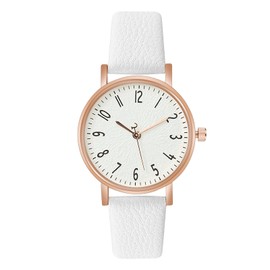 OFFCUP Women's Watch, Women's Analogue Quartz Watch with Leather Strap, Women's Simple Business Classic Wrist Watch, Casual Quartz Watch, Dress Watch, 3 Hands, White