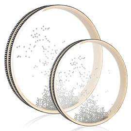 Aemygo 8 Inch 10 Inch Sea Wave Sound Drum, 2 Pcs Wave Bead Ocean Drum Sea Sound Drum with Wooden Shell Musical Instrument Percussion for Home School Supplies