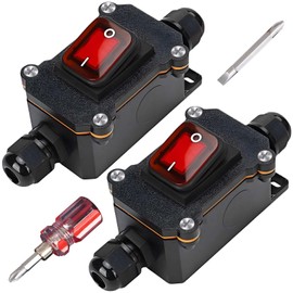 Pack of 2 Waterproof Inline Switch 12 V 20 A, Switch 12 V Waterproof IP67 with Screwdriver, 12 V DPST 4 Pin Switch Cable Switch, Inline Switch Waterproof, Machine Switch